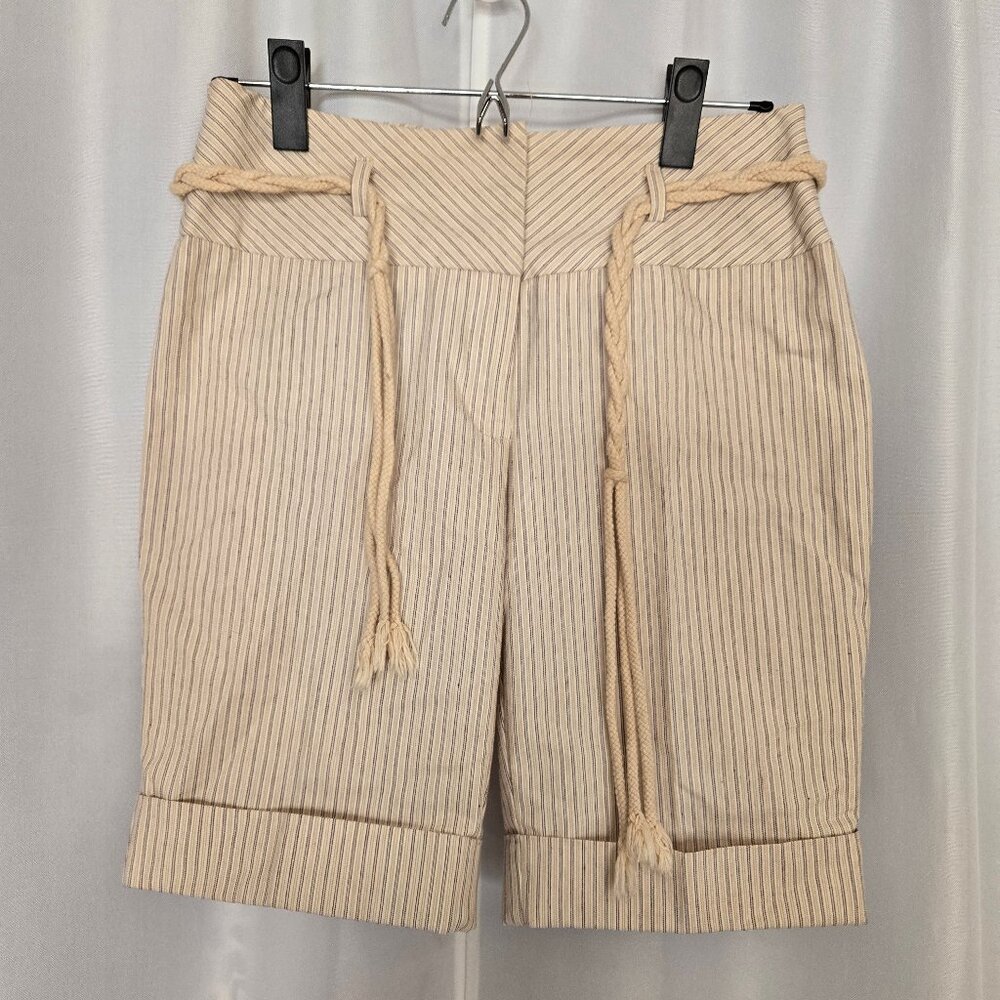 Beige striped walking shorts